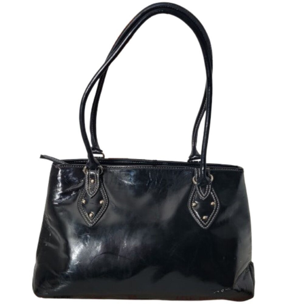 Classic Black Faux Leather Women's Shoulder Handbag